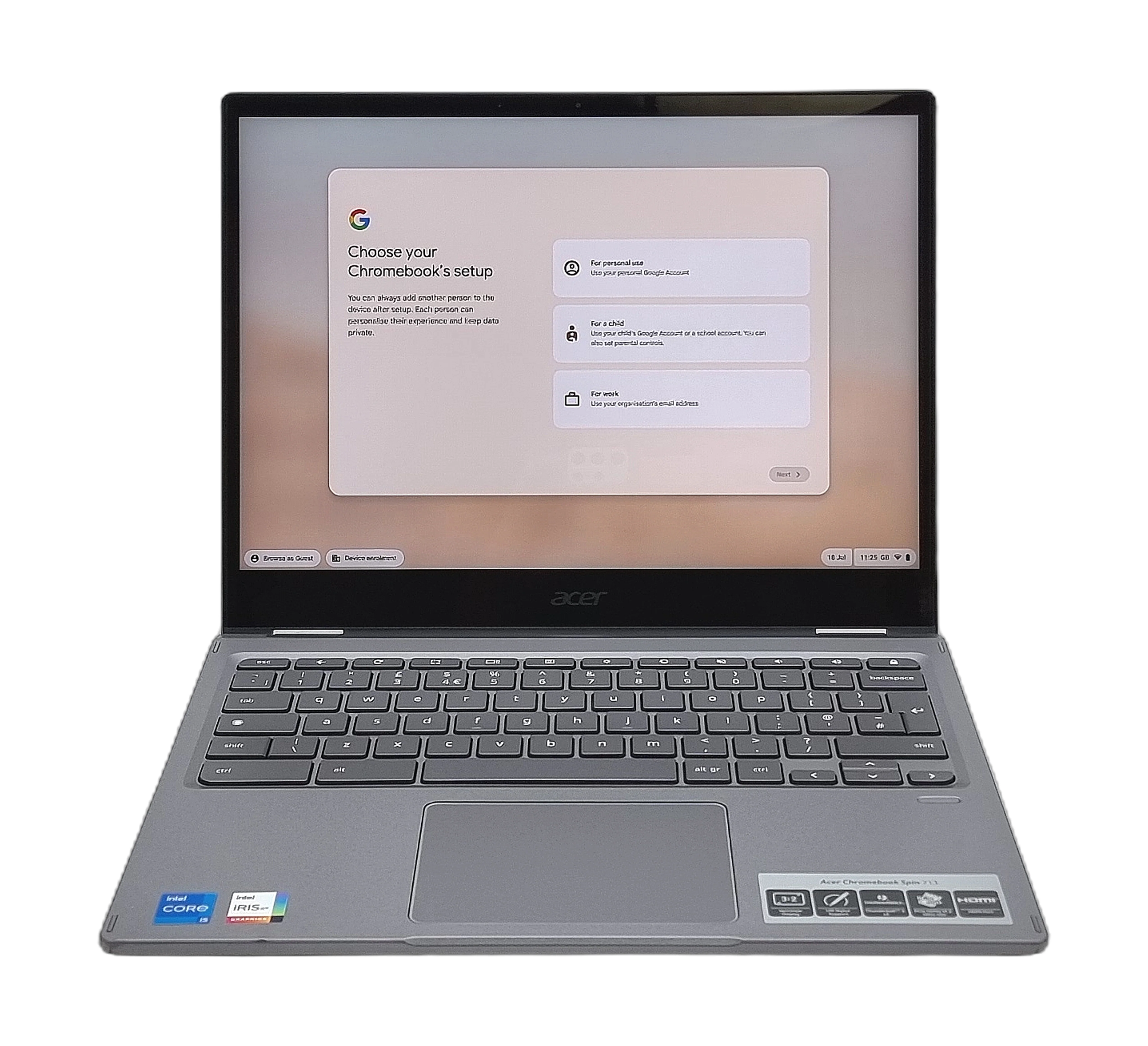 Acer Chromebook Spin 713 2-in-1 Laptop, 13" Core i5 11th Gen, 8GB RAM, 256GB SSD - Image 2