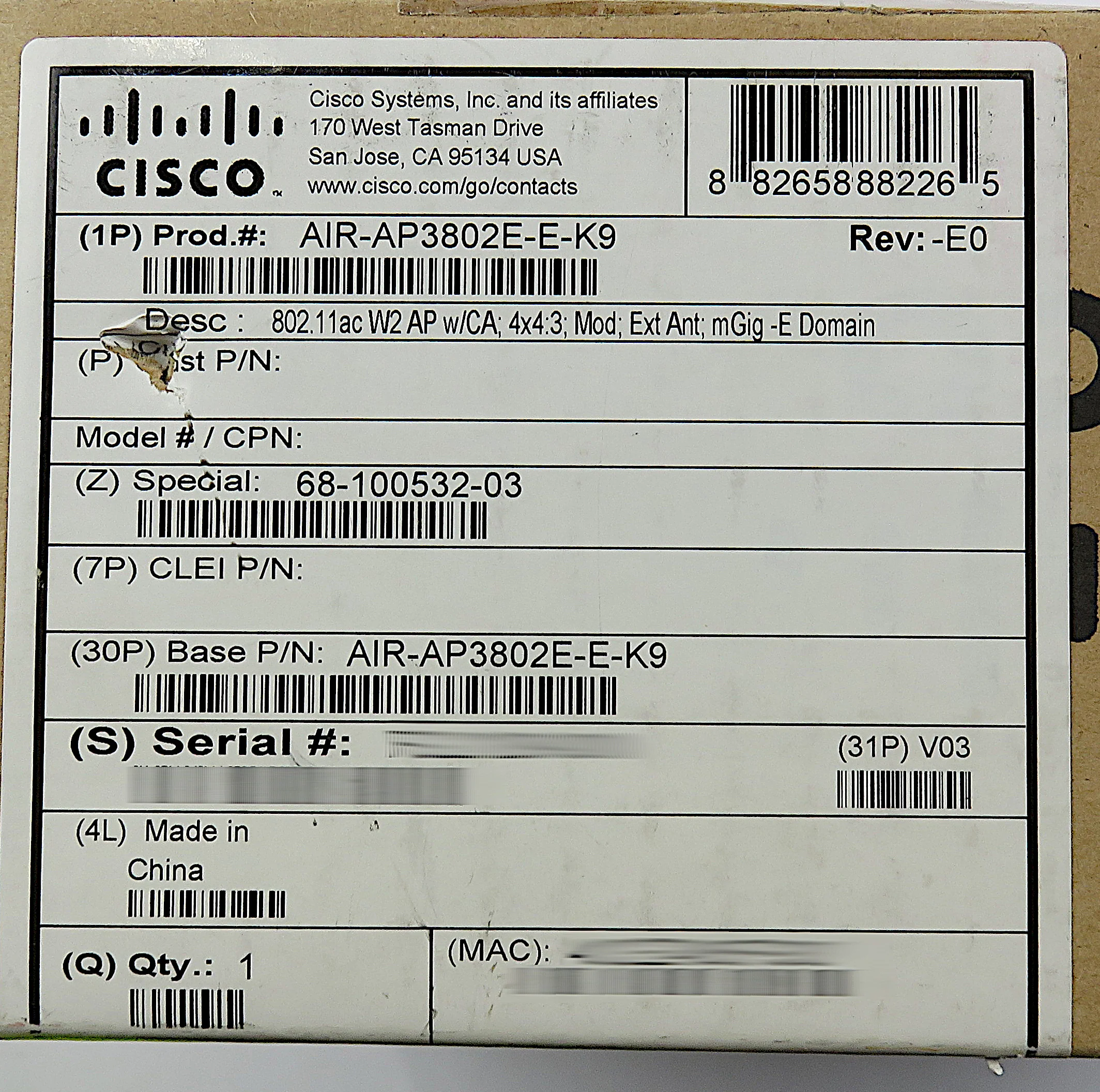 Cisco Aironet 3802E Wireless Access Point AIR-AP3802E-E-K9 - Image 4