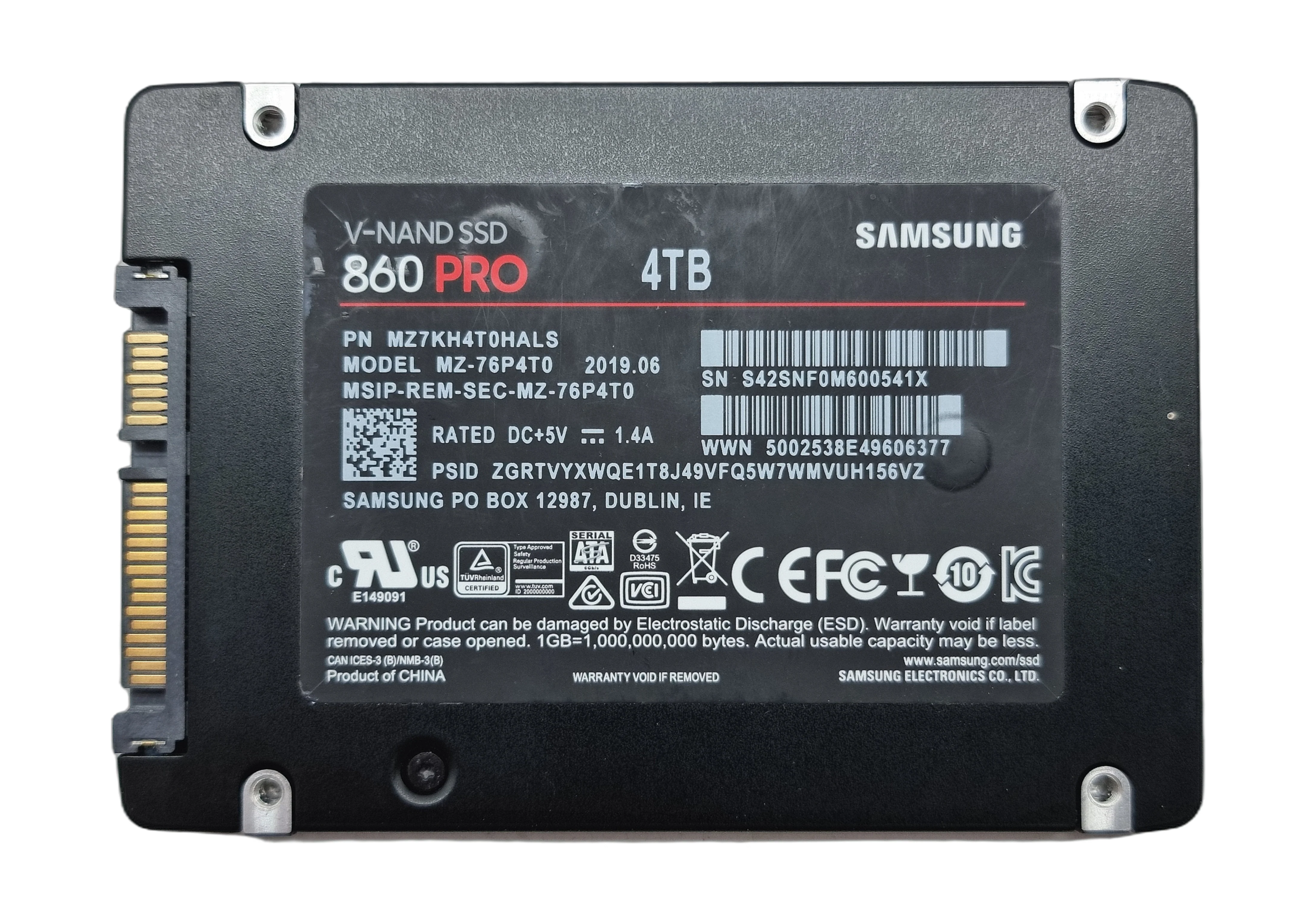 Samsung 860 Pro 4TB 2.5" SATA SSD MZ-76P4T0